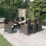 Set mobilier pentru grădină cu perne, 9 piese, negru GartenMobel Dekor