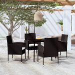Set de servit masa pentru grădină, 5 piese, negru GartenMobel Dekor