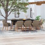 Set mobilier pentru grădină, cu perne, 9 piese, maro GartenMobel Dekor
