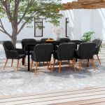 Set mobilier pentru grădină, cu perne, 9 piese, negru GartenMobel Dekor