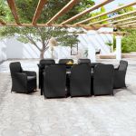 Set mobilier pentru grădină, cu perne, 9 piese, negru GartenMobel Dekor
