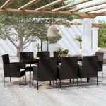 Set de mobilier de grădină, 9 piese, negru GartenMobel Dekor