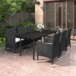 Set mobilier de grădină cu perne, 7 piese, poliratan și sticlă GartenMobel Dekor