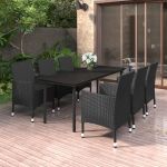Set mobilier de grădină cu perne, 7 piese, poliratan și sticlă GartenMobel Dekor
