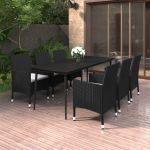 Set mobilier de grădină cu perne, 7 piese, poliratan și sticlă GartenMobel Dekor