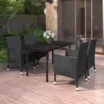 Set mobilier de grădină cu perne 5 piese poliratan & sticlă GartenMobel Dekor