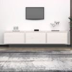 Comode TV, 3 buc., alb, lemn masiv de pin GartenMobel Dekor