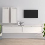 Comode TV, 4 buc., alb, lemn masiv de pin GartenMobel Dekor