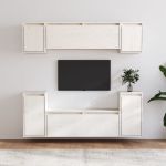 Comode TV, 6 buc., alb, lemn masiv de pin GartenMobel Dekor