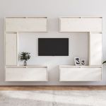Comode TV, 6 buc., alb, lemn masiv de pin GartenMobel Dekor