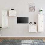 Comode TV, alb, 4 buc., lemn masiv de pin GartenMobel Dekor