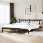 Cadru de pat, gri, 200x200 cm, lemn masiv de pin GartenMobel Dekor