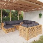 Set mobilier grădină cu perne, 10 piese, lemn masiv de tec GartenMobel Dekor