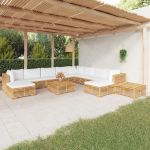 Set mobilier grădină cu perne, 12 piese, lemn masiv de tec GartenMobel Dekor