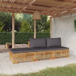 Set mobilier grădină cu perne, 3 piese, lemn masiv de tec GartenMobel Dekor