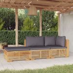 Set mobilier grădină cu perne, 3 piese, lemn masiv de tec GartenMobel Dekor