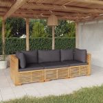 Set mobilier grădină cu perne, 3 piese, lemn masiv de tec GartenMobel Dekor