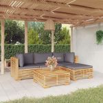 Set mobilier grădină cu perne, 5 piese, lemn masiv de tec GartenMobel Dekor