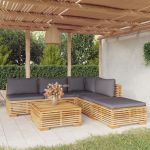 Set mobilier grădină cu perne, 6 piese, lemn masiv de tec GartenMobel Dekor