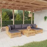 Set mobilier grădină cu perne, 7 piese, lemn masiv de tec GartenMobel Dekor
