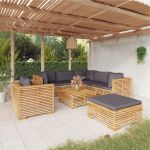 Set mobilier grădină cu perne, 8 piese, lemn masiv de tec GartenMobel Dekor