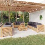 Set mobilier grădină cu perne, 9 piese, lemn masiv de tec GartenMobel Dekor