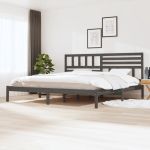 Cadru de pat, gri, 200 x 200 cm, lemn masiv de pin GartenMobel Dekor