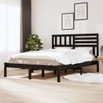 Cadru de pat, negru, 150x200 cm, King Size, lemn masiv de pin GartenMobel Dekor