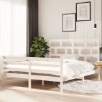 Cadru de pat, alb, 160x200 cm, lemn masiv de pin GartenMobel Dekor