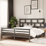 Cadru de pat, gri , 200x200 cm, lemn masiv de pin GartenMobel Dekor