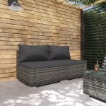 Set mobilier de grădină cu perne, 2 piese, gri, poliratan GartenMobel Dekor
