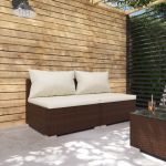 Set mobilier de grădină cu perne, 2 piese, maro, poliratan GartenMobel Dekor