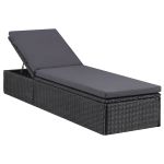 Șezlong, negru și gri închis, poliratan  GartenMobel Dekor