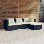 Set mobilier de grădină cu perne, 4 piese, negru, poliratan GartenMobel Dekor