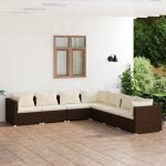Set mobilier de grădină cu perne, 7 piese, maro, poliratan GartenMobel Dekor