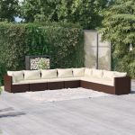 Set mobilier de grădină cu perne, 8 piese, maro, poliratan GartenMobel Dekor