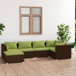 Set mobilier de grădină cu perne, 6 piese, maro, poliratan GartenMobel Dekor