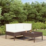 Set mobilier relaxare grădină cu perne 3 piese maro poliratan GartenMobel Dekor