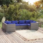 Set mobilier de grădină cu perne, 6 piese, gri, poliratan GartenMobel Dekor