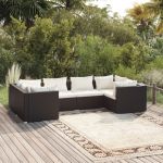 Set mobilier de grădină cu perne, 6 piese, negru, poliratan GartenMobel Dekor