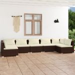 Set mobilier de grădină cu perne, 7 piese, maro, poliratan GartenMobel Dekor