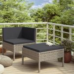 Set mobilier de grădină cu perne, 2 piese, gri, poliratan GartenMobel Dekor