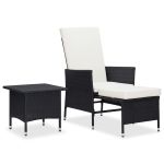 Set mobilier de grădină cu perne, 2 piese, negru, poliratan GartenMobel Dekor