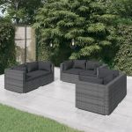 Set mobilier de grădină cu perne, 6 piese, gri, poliratan GartenMobel Dekor