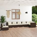 Set mobilier de grădină cu perne, 7 piese, maro, poliratan GartenMobel Dekor