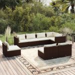 Set mobilier de grădină cu perne, 8 piese, maro, poliratan GartenMobel Dekor