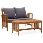 Set mobilier de grădină cu perne, 2 piese, lemn masiv de acacia GartenMobel Dekor