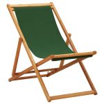 Scaun de plajă pliabil, verde, lemn de eucalipt și țesătură GartenMobel Dekor