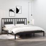 Cadru de pat, gri, 200x200 cm, lemn masiv de pin GartenMobel Dekor