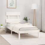 Cadru de pat, alb, 100x200 cm, lemn masiv GartenMobel Dekor